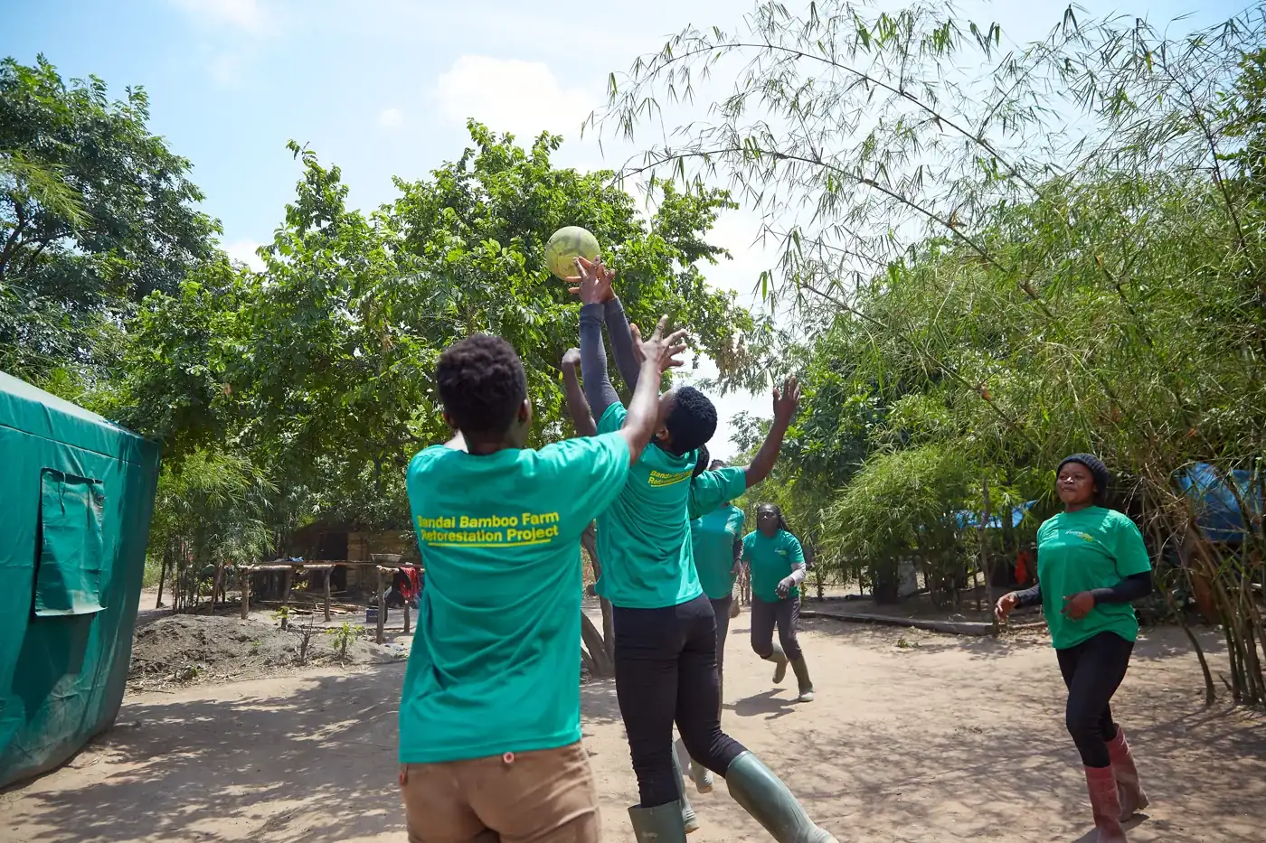 Volleyball at the Ghana camp after work